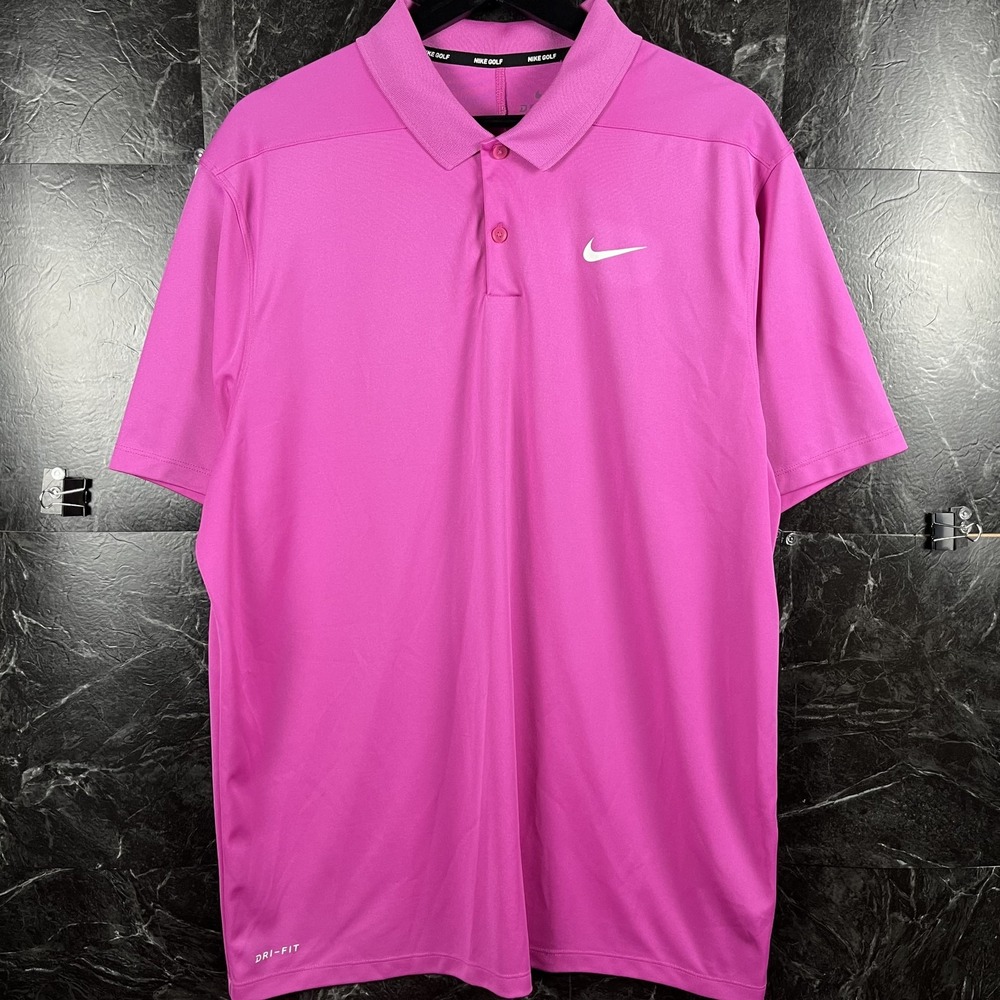 Nike Men's Pink Dri-Fit Golf Polo Shirt XL